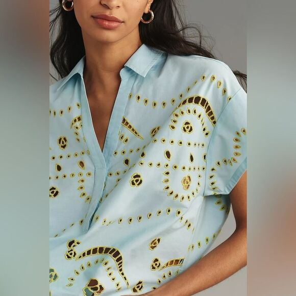 Anthropologie Maeve Boxy Eyelet Blouse NWT - Picture 2 of 9